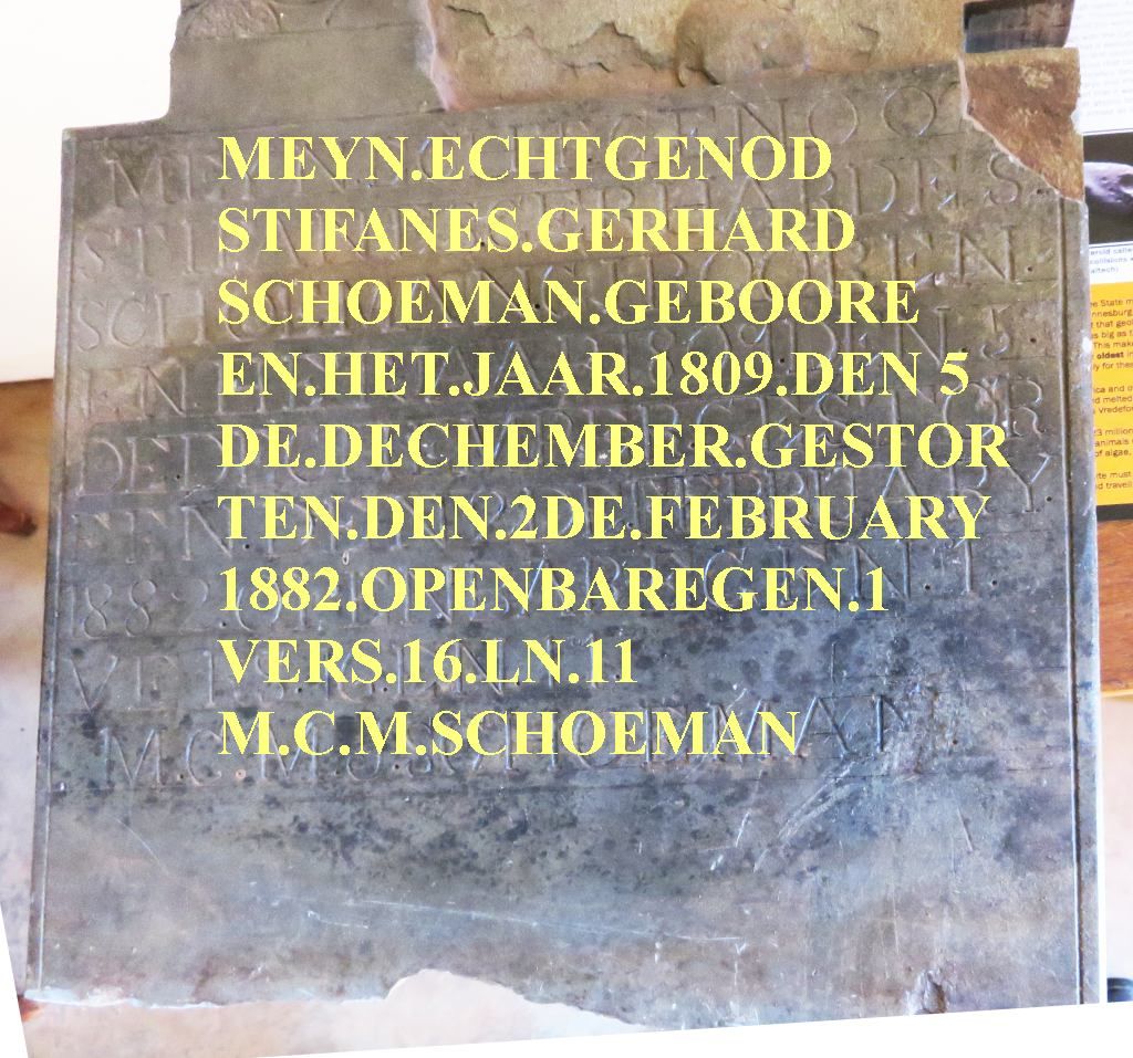 Venterskroon Schoemans grave stone